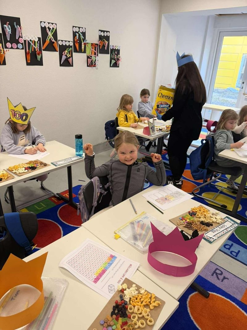 Happy students at the 100-day celebration