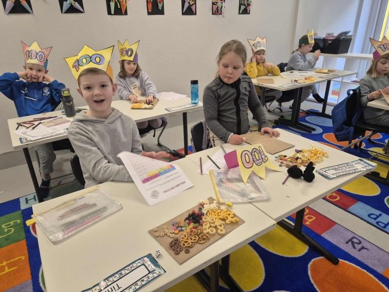 Happy students at the 100-day celebration