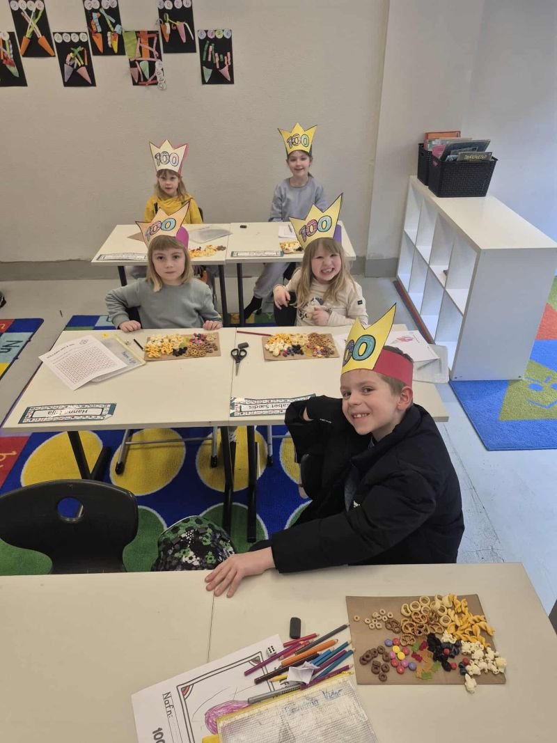 Happy students at the 100-day celebration