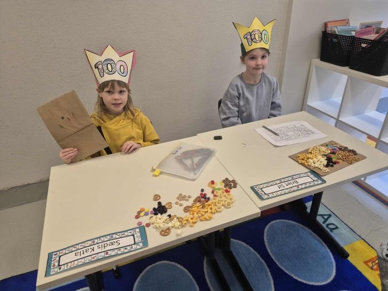Happy students at the 100-day celebration