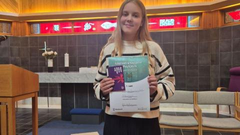 Fulltrúi Ölduselsskóla, Eygló Íva Sigurlaugsdóttir var sigurvegari keppninnar